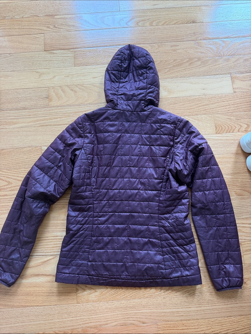 Patagonia Women's Hooded Quilted Jacket - Deep Plum with Coral Accents - Picture 5 of 5